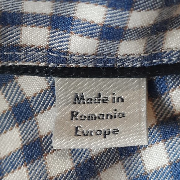 Eton AB Cambridge Blue White checkered 100% Long Sleeve Cotton Shirt 17.… - Picture 5 of 5